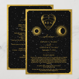 Celestial Stars Crescent Moon Wedding Itinerary Programm