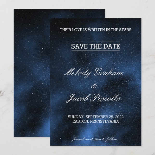 Celestial Stars Night Sky Galaxy Save The Date (Vorne/Hinten)