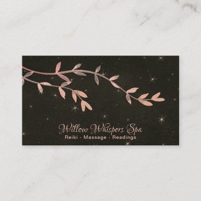 *~* Celestial Stars Night Sky Willow Tree Branch Visitenkarte (Vorderseite)