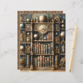 Celestial Steampunk Library Scrapbook Paper
