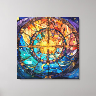 Celestial Stected Glass Leinwand Art