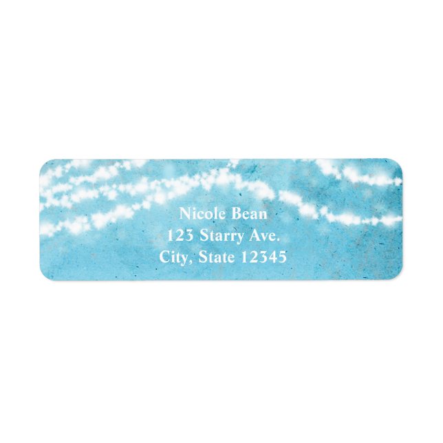 Celestial String Lights Rustic Blue Address Labels (Vorne)