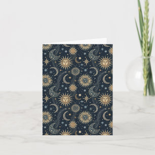 Celestial Sun and Moon Cosmic Art Design Blank Karte