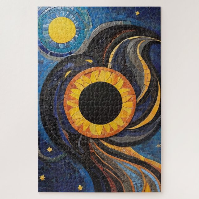 Celestial Sun and Stars in Night Sky Mosaik (Vertikal)
