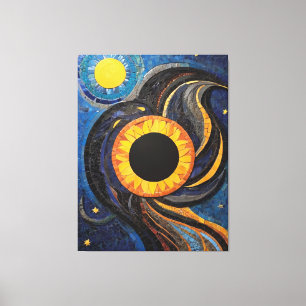 Celestial Sun and Stars in Night Sky Mosaik Leinwanddruck