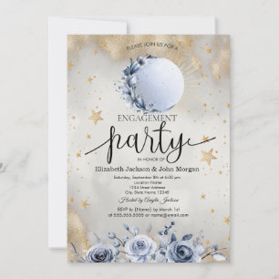Celestial Sun, Blue Moon Rose Sterne Verlobung Einladung