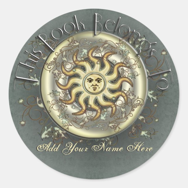 Celestial Sun Buchzeichen Stickers (Vorderseite)
