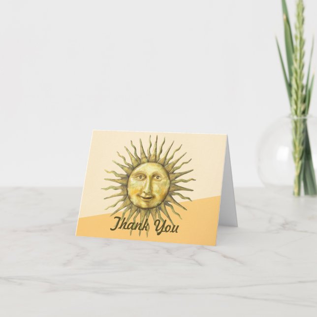 Celestial Sun Face Colorblock Dankeskarte (Vorderseite)
