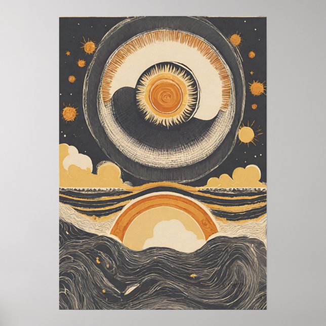 Celestial Sun Illustration Wall Art Poster (Vorne)