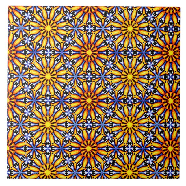 Celestial Sun Mandala Fliese (Vorderseite)