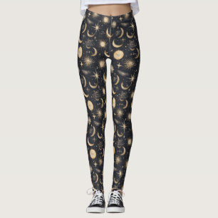 Celestial Sun Moon and Stars Night Sky Leggings