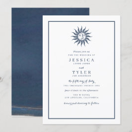 Celestial Sun & Moon Blue Einladung