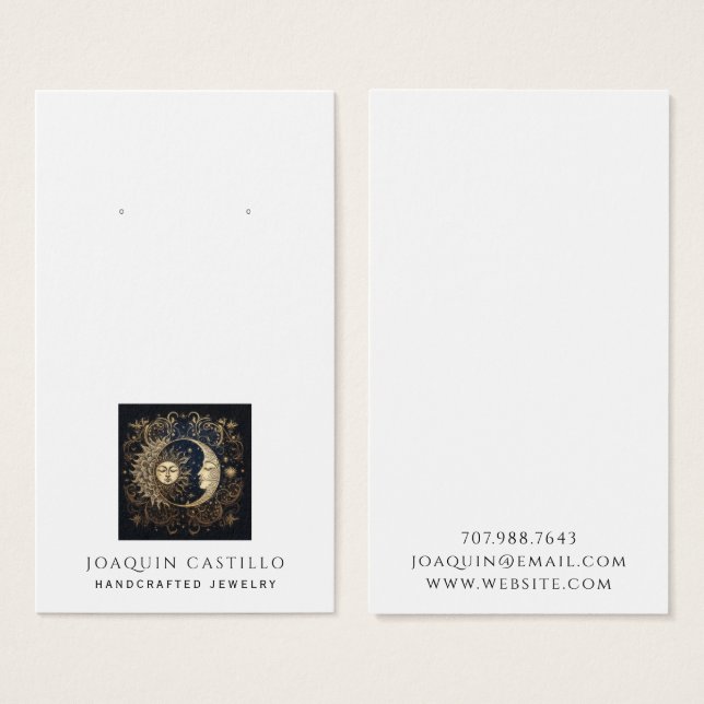 Celestial Sun Moon Earring Juwelier Display Cards (Vorne & Hinten)