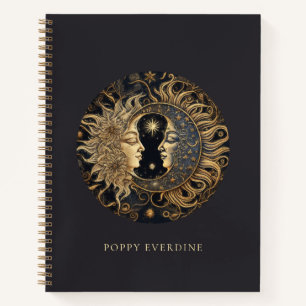 Celestial Sun Moon Face Personalisiert Notizbuch