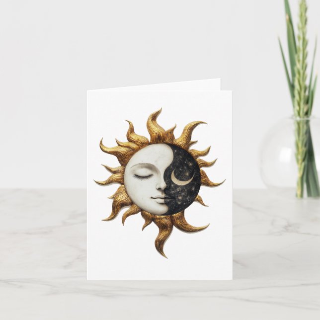 Celestial Sun & Moon Grußkarte Dankeskarte (Vorderseite)