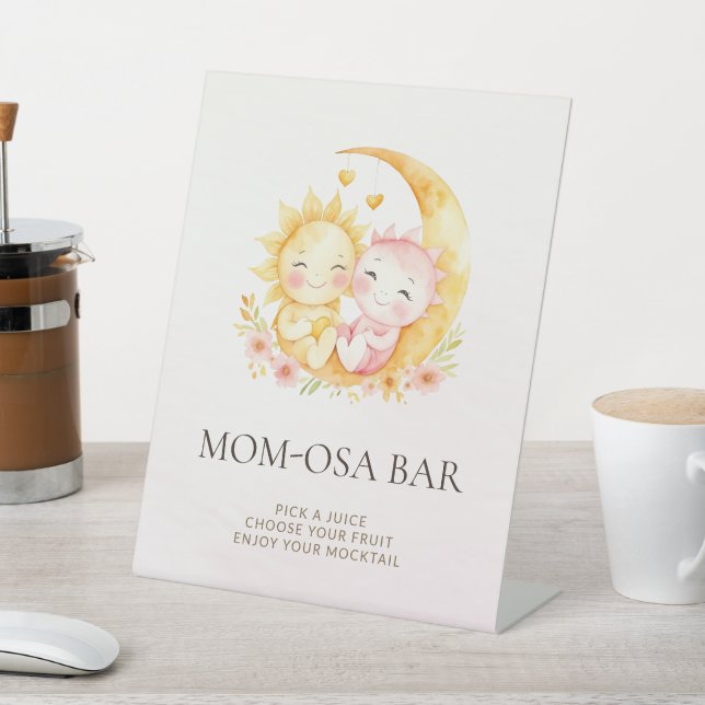 Celestial Sun Moon Mom-osa Bar Baby Shower Sockelschild (In SItu)