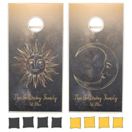 Celestial Sun Moon Name Gold Glitzer Taupe Trendy