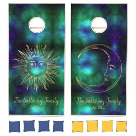 Celestial Sun Moon Personalisiert Name Blue Green