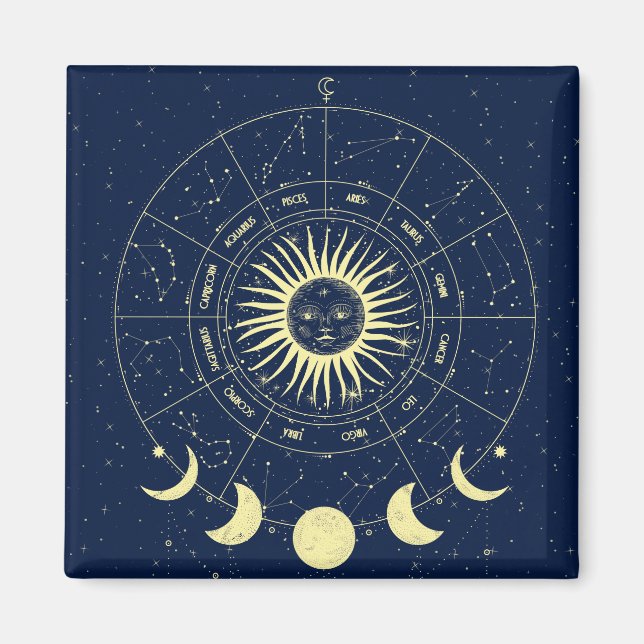 Celestial Sun Moon Phases Zodiac Magnet (Vorne)
