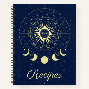 Celestial Sun Moon Phases Zodiac Recipe Notizbuch