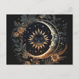 Celestial Sun & Moon Printable Postkarte