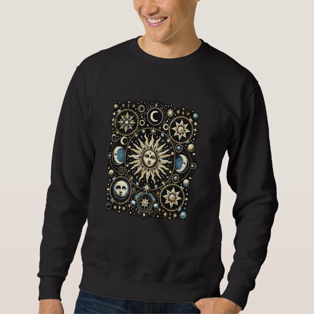 Celestial Sun Moon Stars Boho Kosmische Galaxie Sp Sweatshirt (Vorderseite)