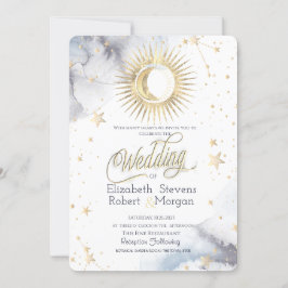 Celestial Sun,Moon,Stars Chic Wedding   Einladung