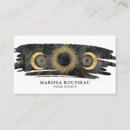Celestial Sun Moon Stars Gold Schwarz-weiß Yoga Visitenkarte
