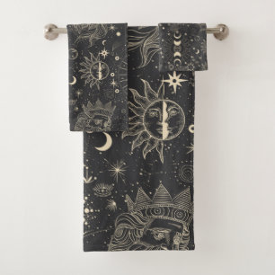 Celestial Sun Moon Stars Poseidon Badhandtuch Set