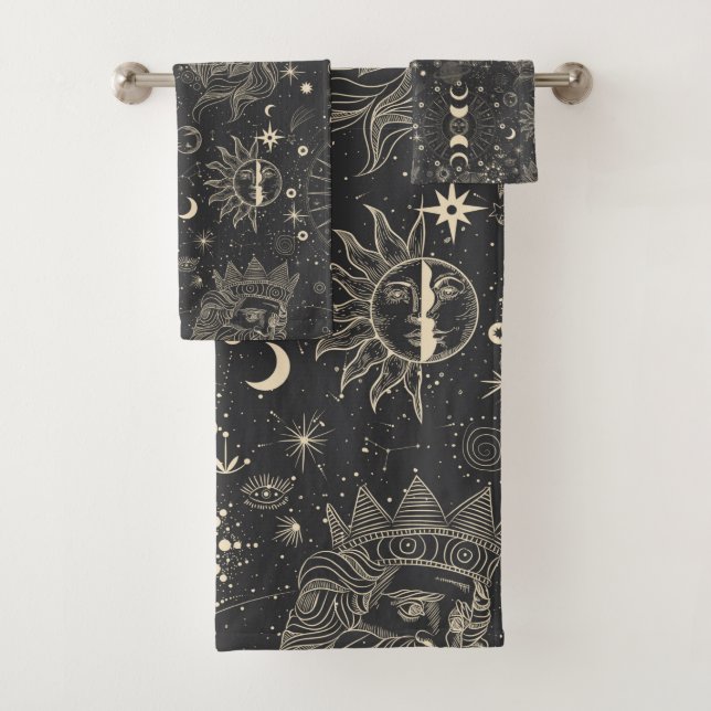 Celestial Sun Moon Stars Poseidon Badhandtuch Set (Insitu)
