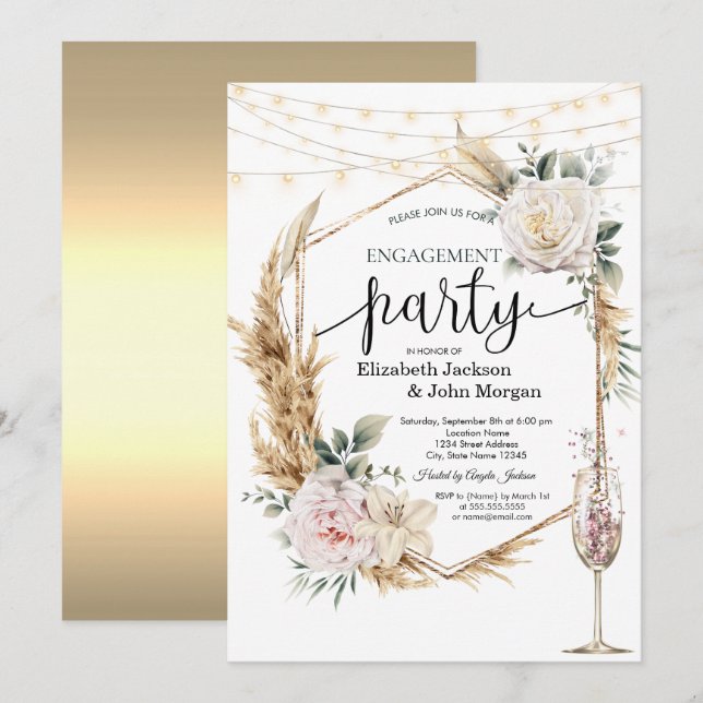 Celestial Sun, Moon, Sterne-Verlobung Einladung (Vorne/Hinten)