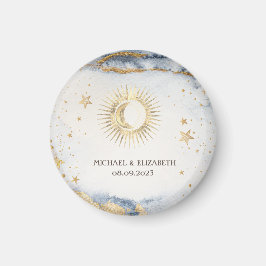 Celestial Sun, Moon, Sternenwasserfarbe Magnet