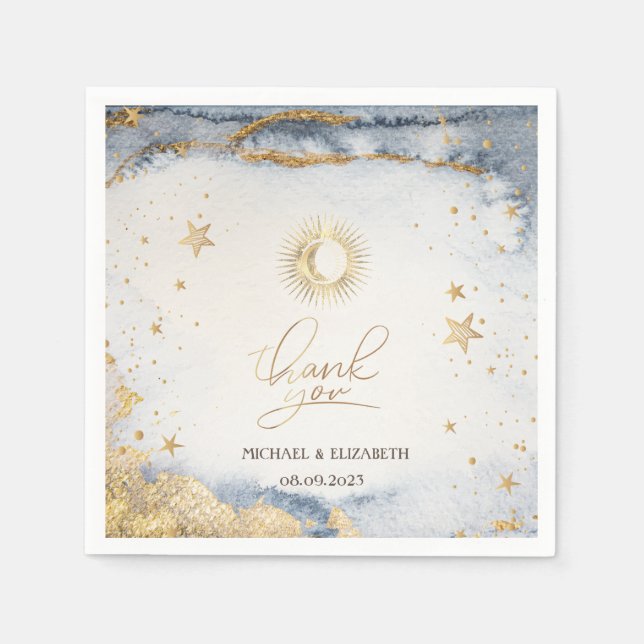 Celestial Sun, Moon, Sternenwasserfarbe Serviette (Vorderseite)