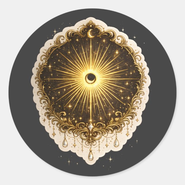 Celestial Sun Moon Symbol Sacred Cosmic Balance Runder Aufkleber (Vorderseite)