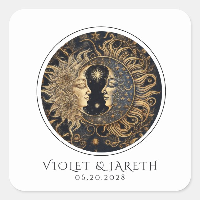 Celestial Sun Moon Wedding Sticker (Vorderseite)