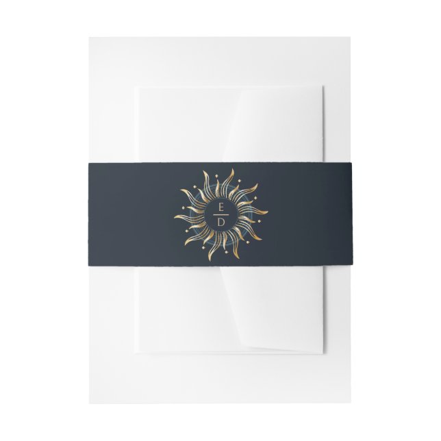 Celestial Sun Navy Golden Cosmic Einladungsbanderole (Vorderseite Beispiel)