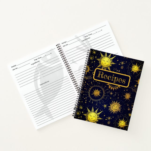 Celestial Sun Stars Black Gold Rezept Buch (Innenseite)