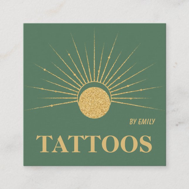 Celestial Sun Tattoo Salon Quadratische Visitenkarte (Vorderseite)