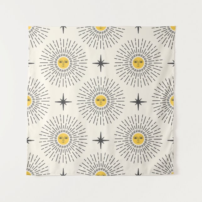 Celestial Sunshine Vintag Pattern Wandteppich (Vorderseite)