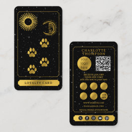 Celestial Tarot Dog Grooming Black Gold Thank You Visitenkarte