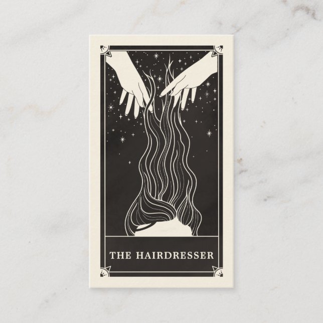 Celestial Tarot Friseur Black Business Card Visitenkarte (Vorderseite)