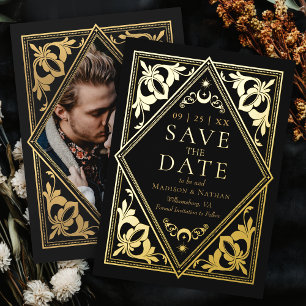 Celestial Tarot Gothic Wedding Foto Save the Date Folieneinladung