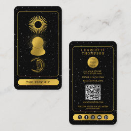 Celestial Tarot Reader Psychische Ball Gold Black Visitenkarte