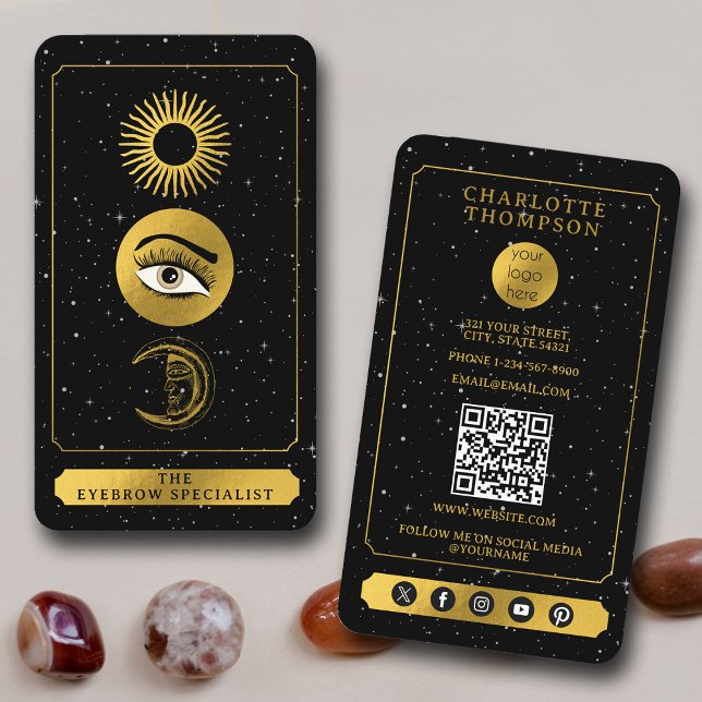 Celestial Tarot Sun Moon Eyebrow Spezialist Visitenkarte (Celestial Tarot Sun Moon Eyebrow Specialist Business Card)