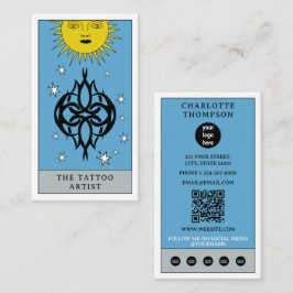 Celestial Tarot Sun Tattoo Artist Piercer Logo Visitenkarte