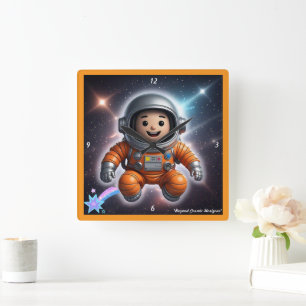 "Celestial Travel" Quadratische Wanduhr