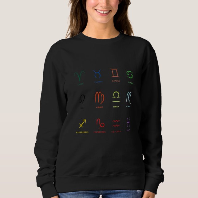 Celestial Tropics Rainbow Astrological Signs Sweatshirt (Vorderseite)