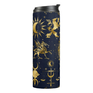 Celestial Tumbler Blue & Gold Weihnachtsgeschenk I Thermosbecher