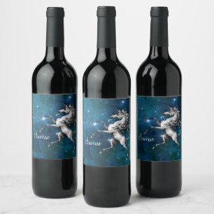 Celestial Unicorn individuell anpassbar Weinetikett