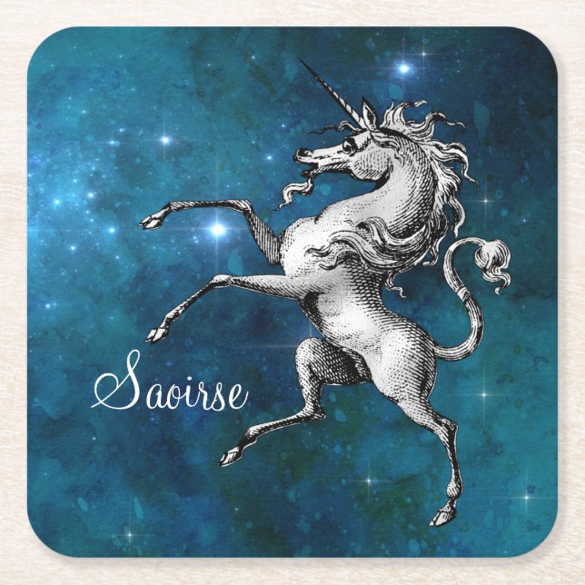 Celestial Unicorn Rechteckiger Pappuntersetzer (Vorderseite)